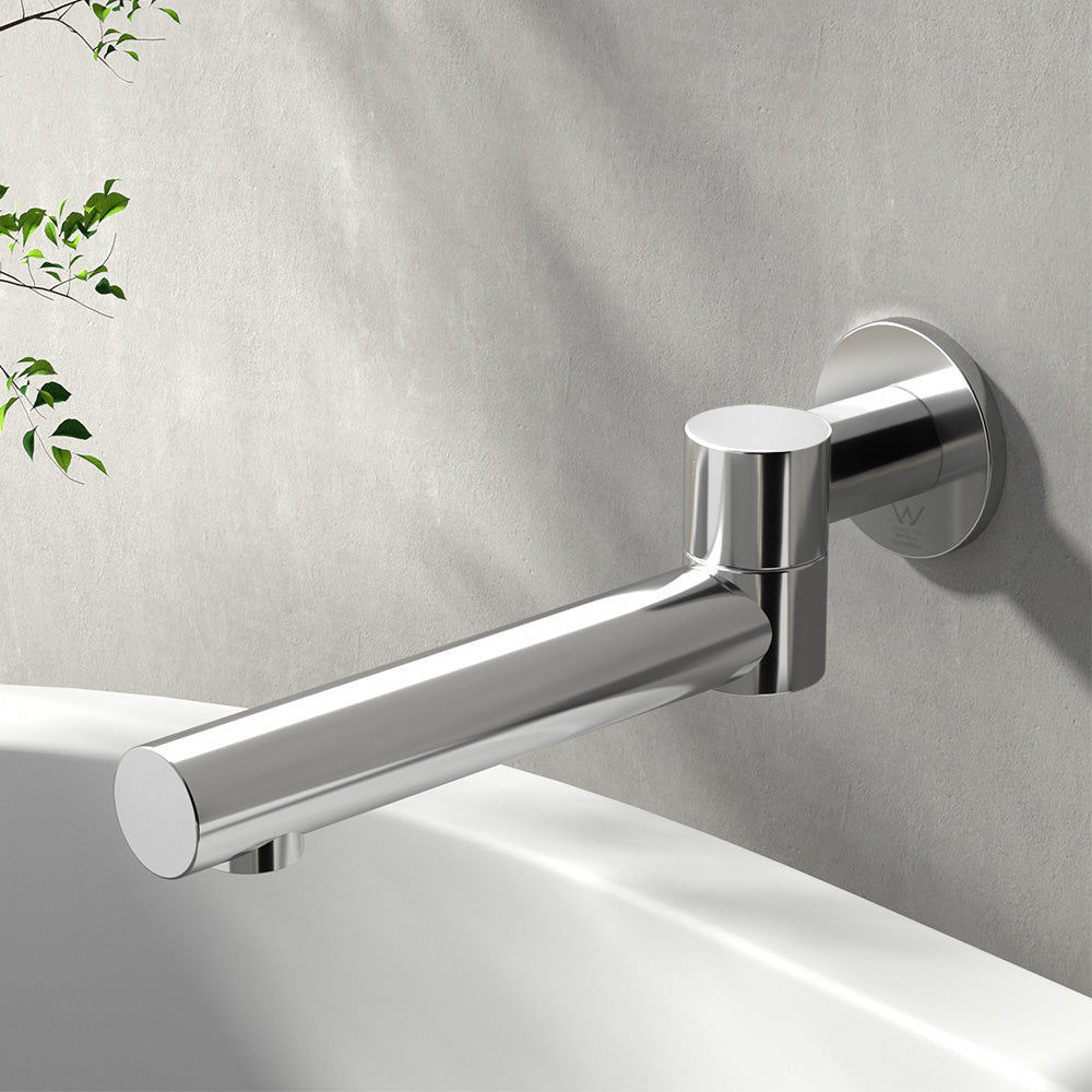 Cefito Bathroom Mixer Spout Wall Bath Tap Round Swivel Bathtub Chrome - ShopFrenzy