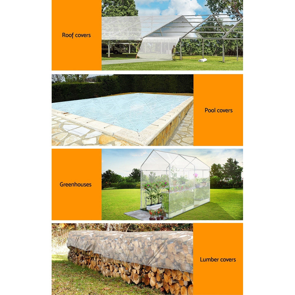 Instahut Tarp Tarpaulin 5x6m Canvas Heavy Duty Camping Cover Clear - ShopFrenzy
