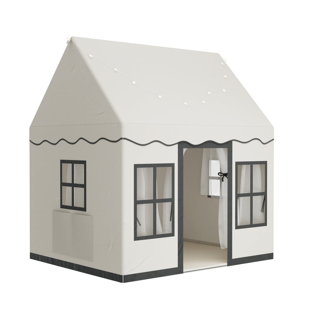 Keezi Kids Play Tent Playhouse Castle with String Lights Floor Mat Side Pocket - ShopFrenzy