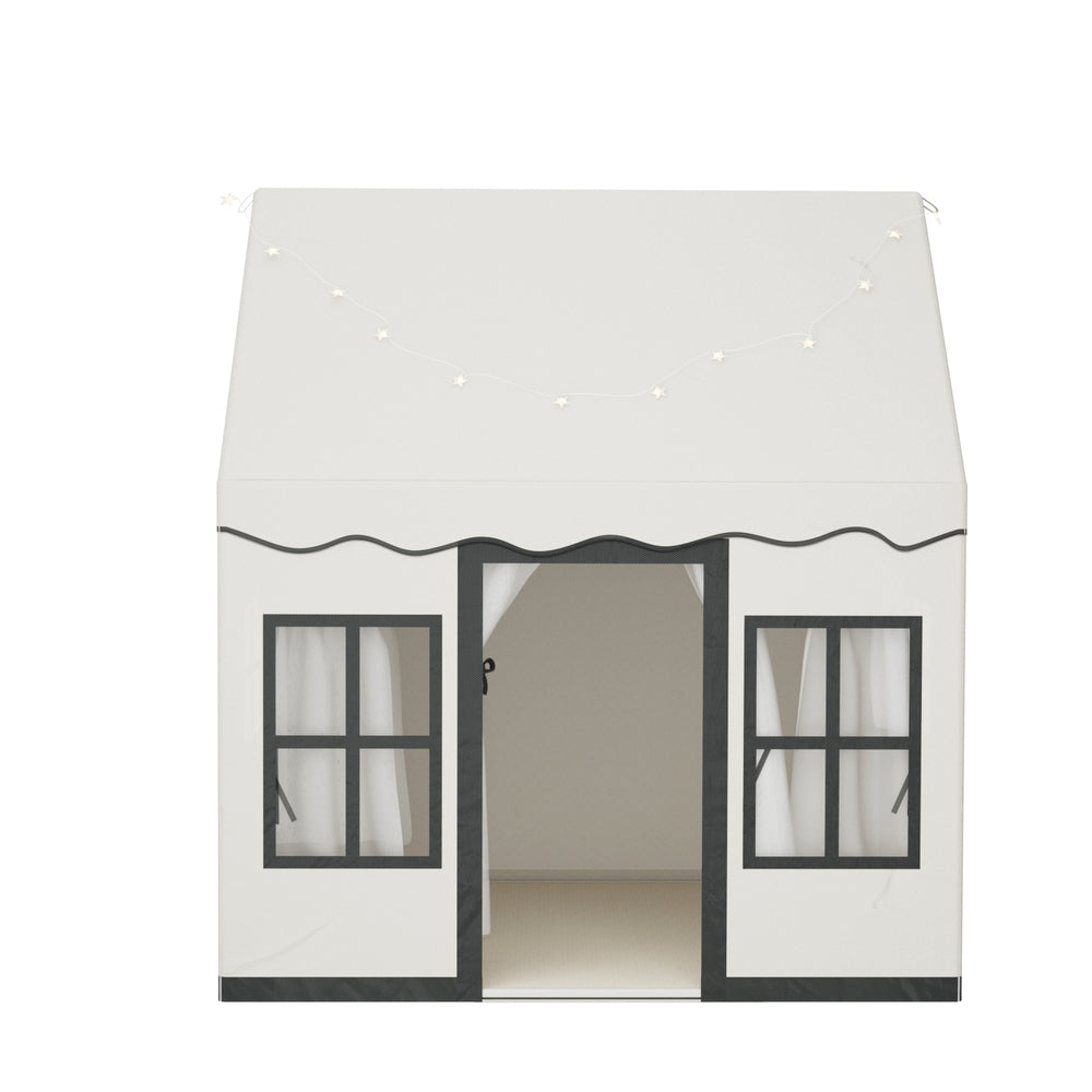 Keezi Kids Play Tent Playhouse Castle with String Lights Floor Mat Side Pocket - ShopFrenzy