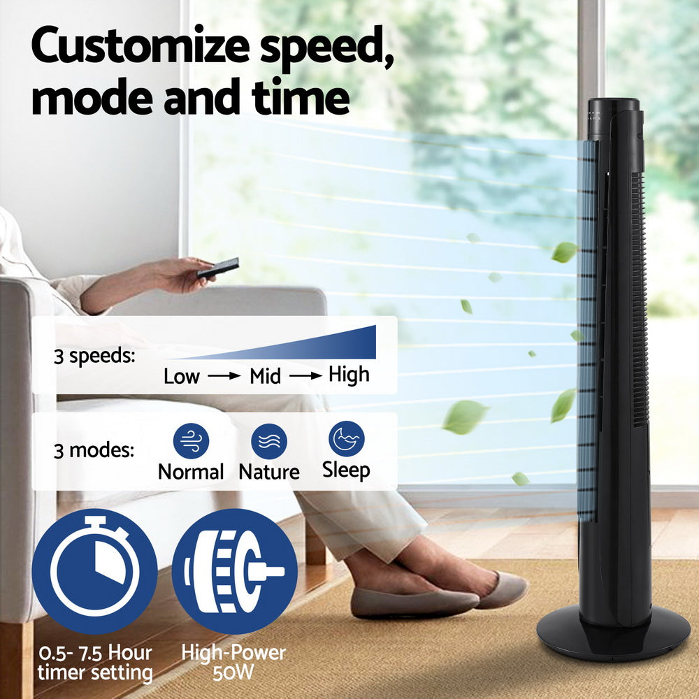 Devanti Tower Fan Oscillating 3 Speeds with Remote 93cm - ShopFrenzy