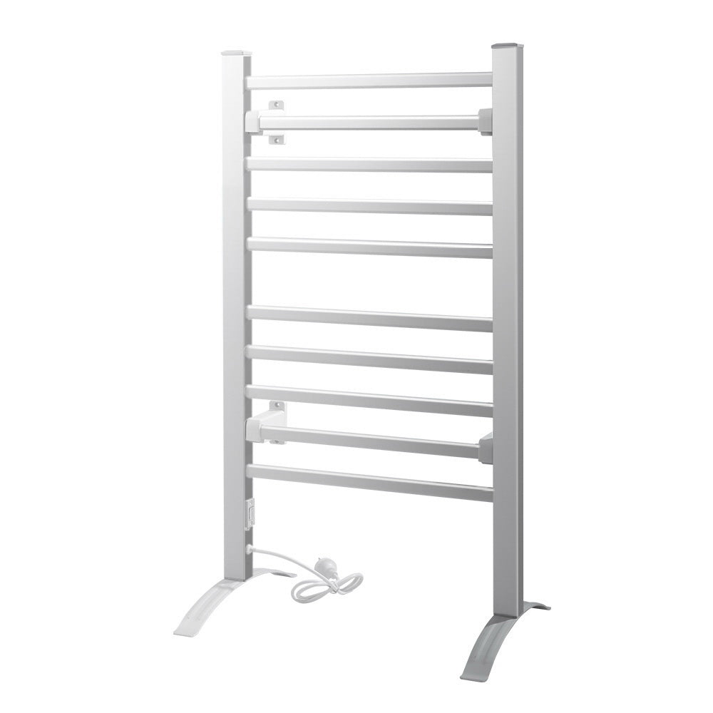 Devanti Electric Heated Towel Rail Rack 10 Bars Freestanding Clothes Dry Warmer - ShopFrenzy