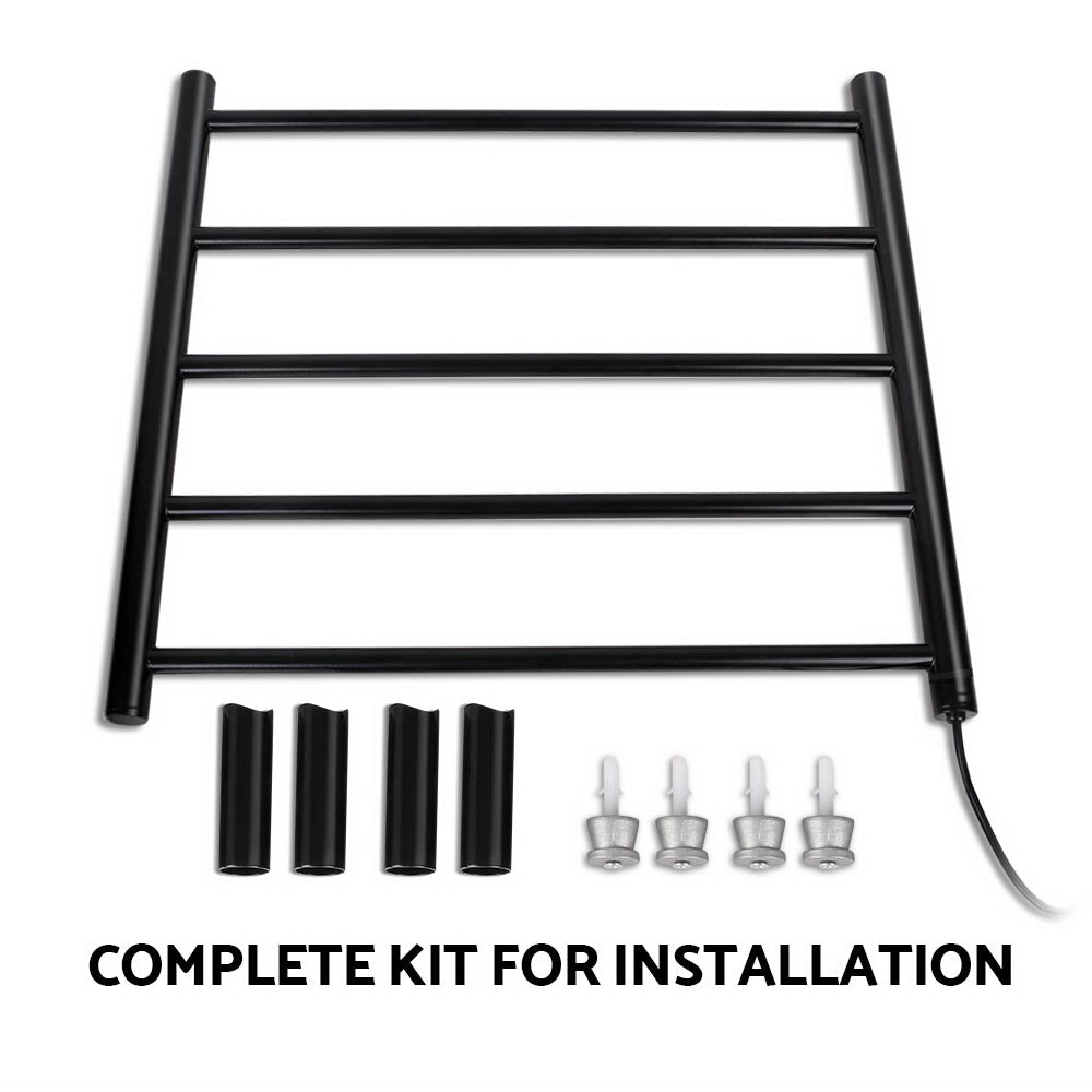 Devanti Electric Heated Towel Rail Rack 5 Bars Wall Mounted Clothes Dry Warmer - ShopFrenzy