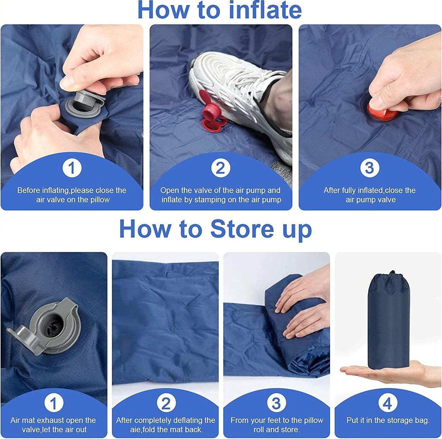 Ultralight Inflatable Camping Sleeping Pad with Pillow for Travelling and Hiking - ShopFrenzy