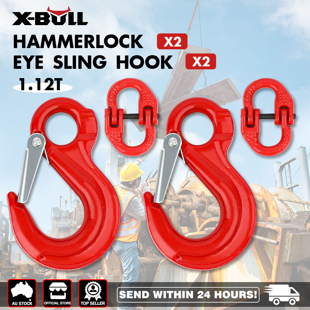 2X 6mm Hammerlock+ Eye Sling Hook Safety Chain Caravan Trailer connecting Extend - ShopFrenzy