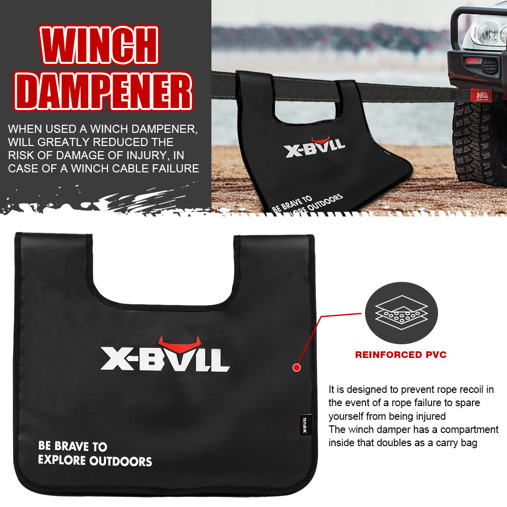 X-BULL Recovery Rope kit Snatch Strap Soft Shackles Hitch receiver Kinetic Tire Deflator - ShopFrenzy