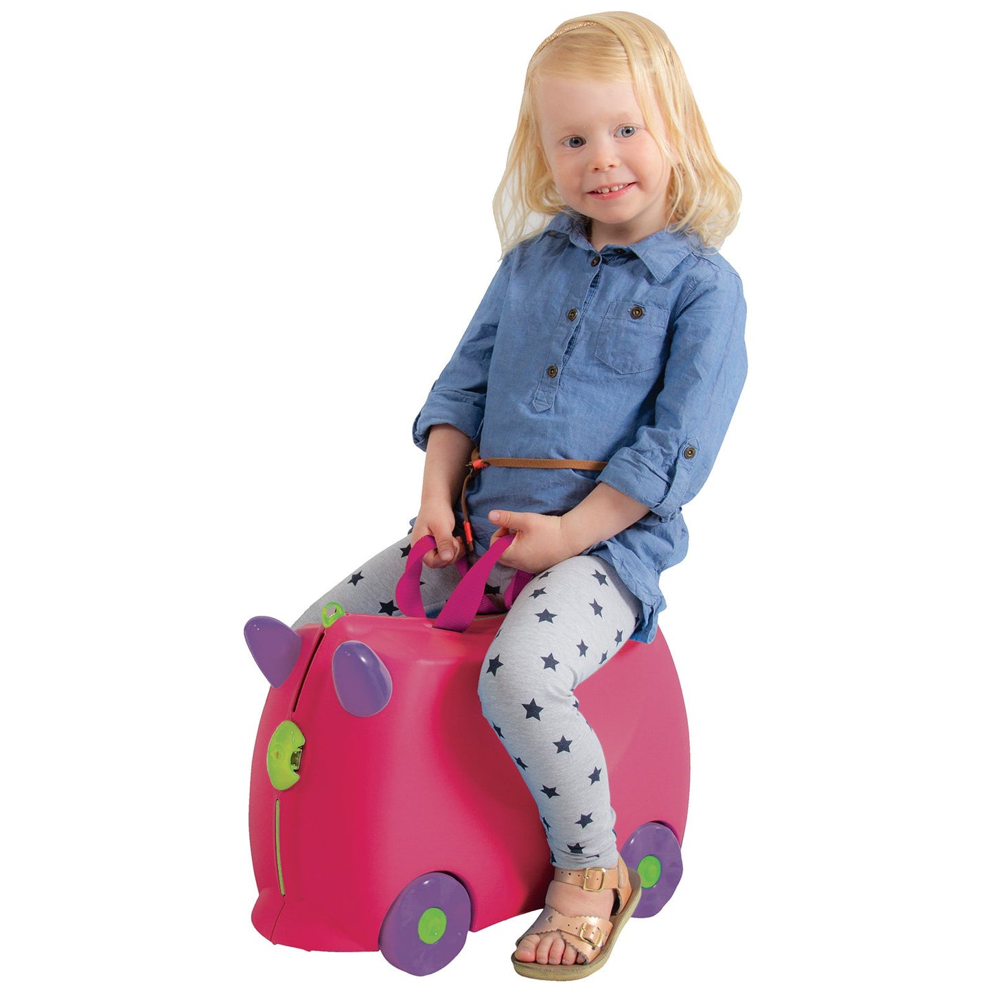 Kiddicare Bon Voyage Kids Ride On Suitcase Luggage Travel Bag Pink - ShopFrenzy