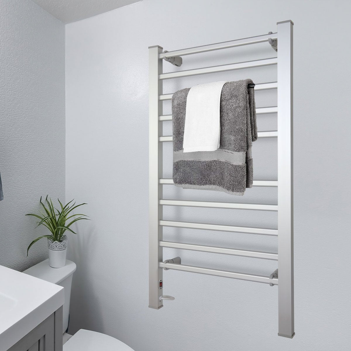 Pronti Heated Towel Rack Electric Bathroom Towel Rails Warmer Ev-160- Silver - ShopFrenzy