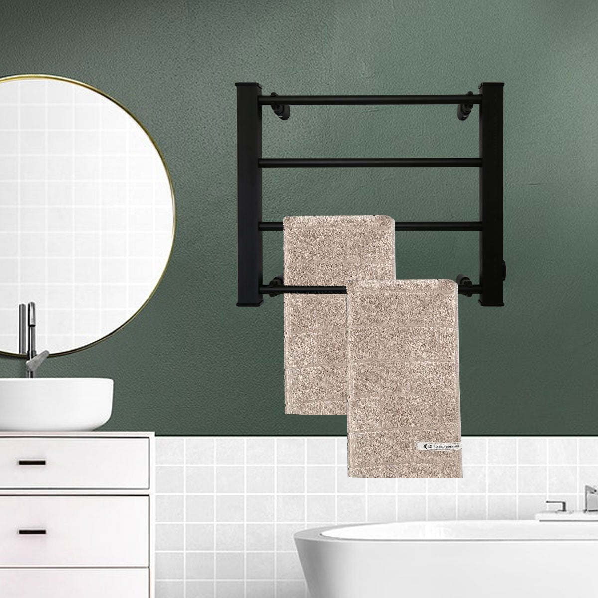Pronti Heated Towel Rack Electric Bathroom Towel Rails Warmer Ev-60 -black - ShopFrenzy