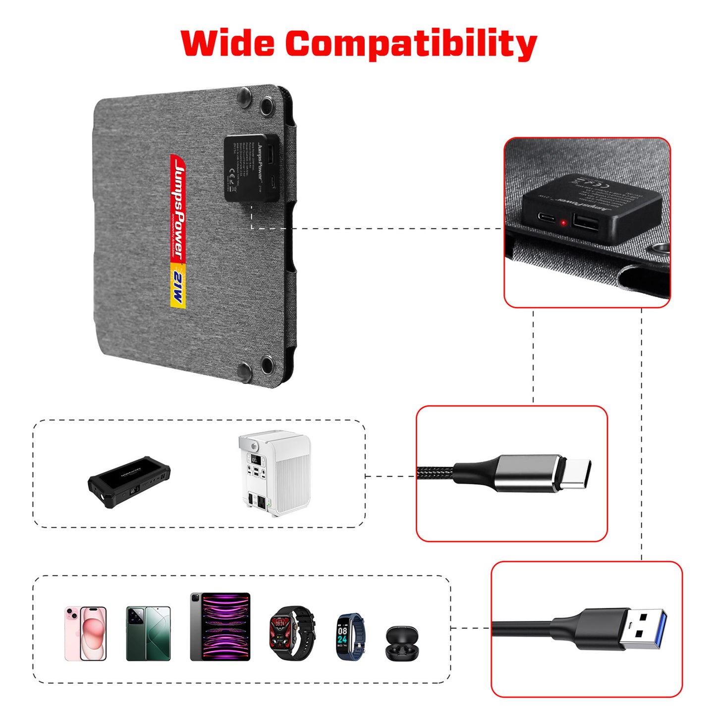 21W Solar Panel Portable Charger JumpsPower Power Generator Foldable - ShopFrenzy