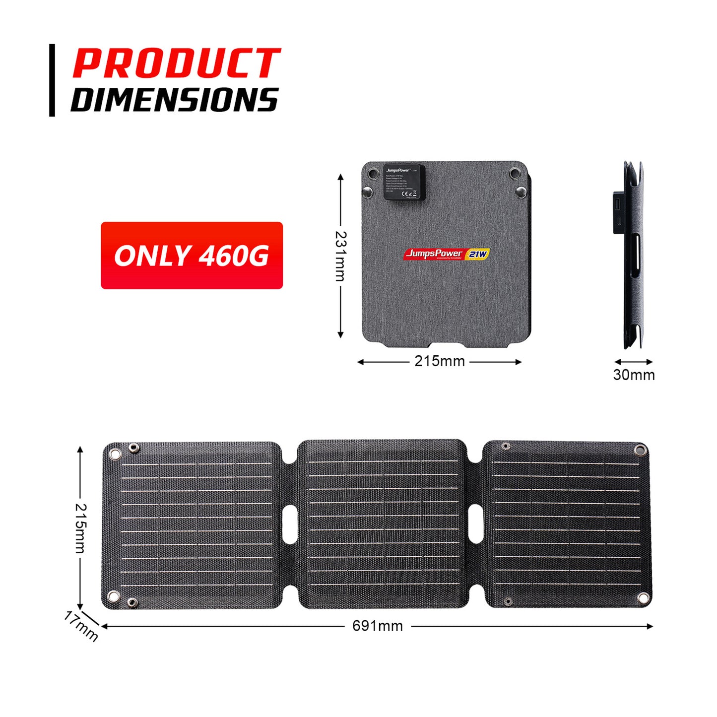 21W Solar Panel Portable Charger JumpsPower Power Generator Foldable - ShopFrenzy