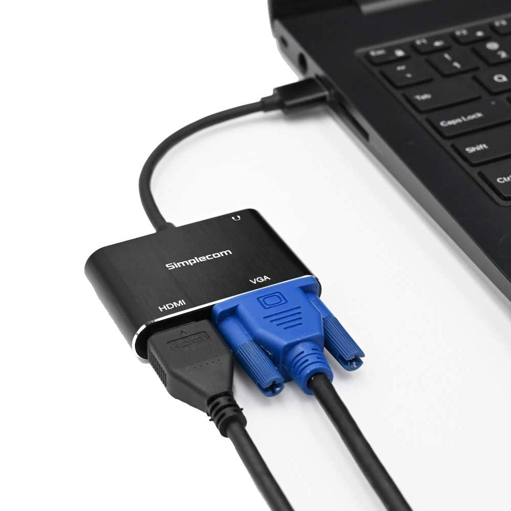 Simplecom DA316A USB to HDMI + VGA Video Card Adapter with 3.5mm Audio - ShopFrenzy