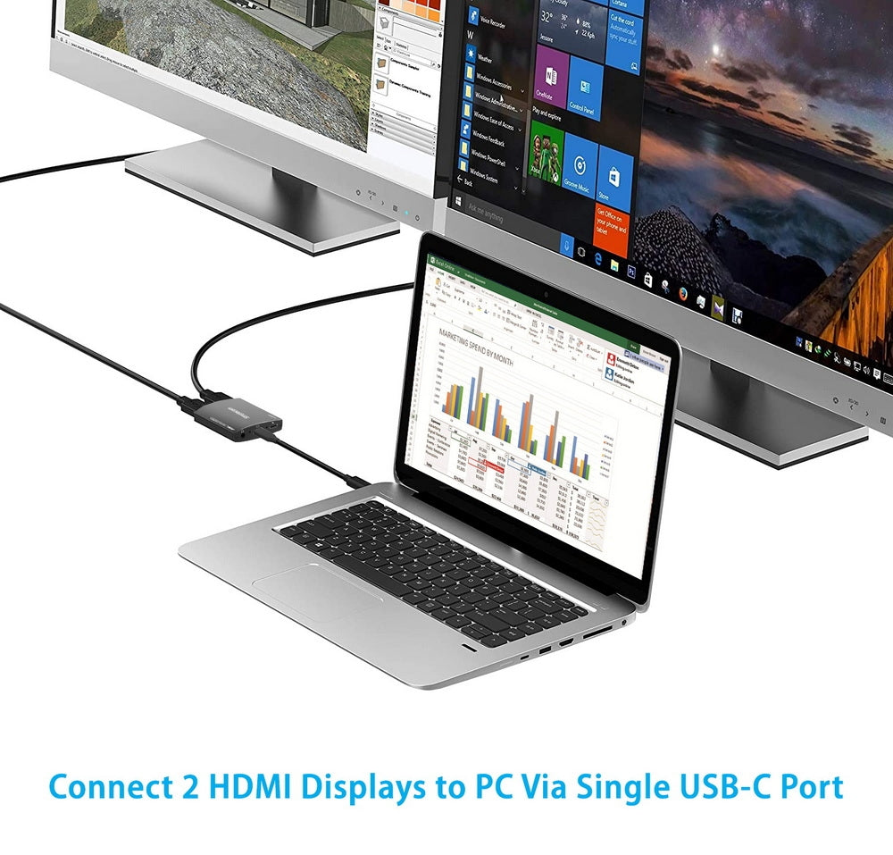 Simplecom DA330 USB-C to Dual HDMI MST Adapter 4K@60Hz with PD and Audio Out - ShopFrenzy