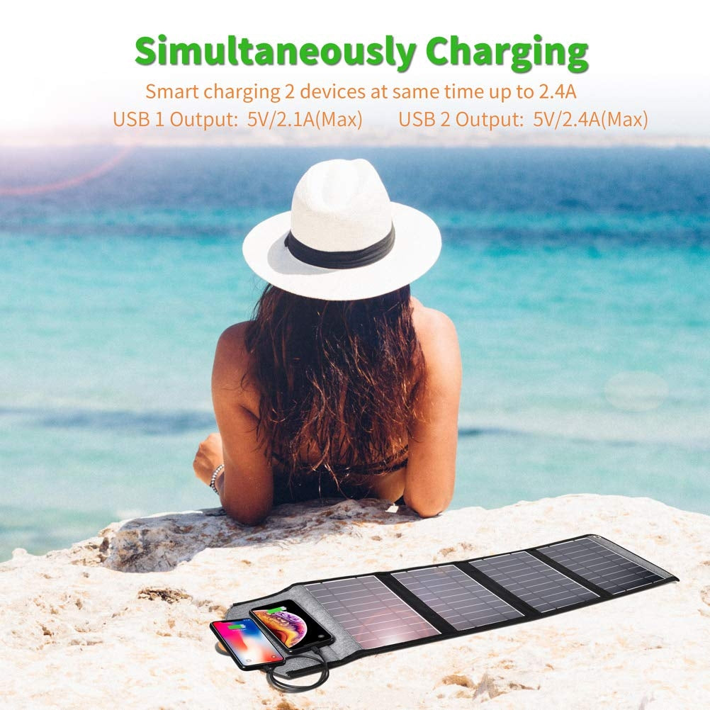 CHOETECH SC005 22W Portable Waterproof Foldable Solar Panel Charger (Dual USB Ports) - ShopFrenzy
