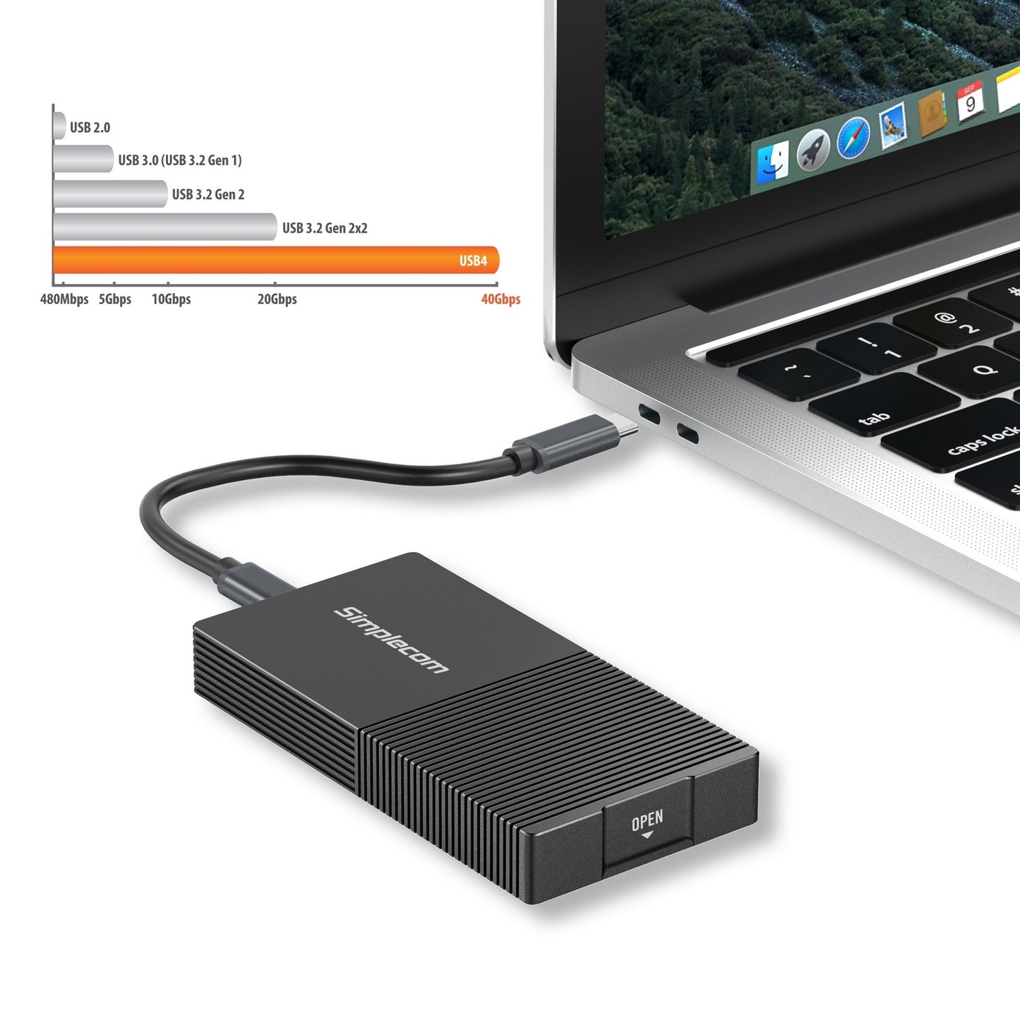Simplecom SE640 USB4 to NVMe M.2 SSD USB-C Enclosure 40Gbps - ShopFrenzy