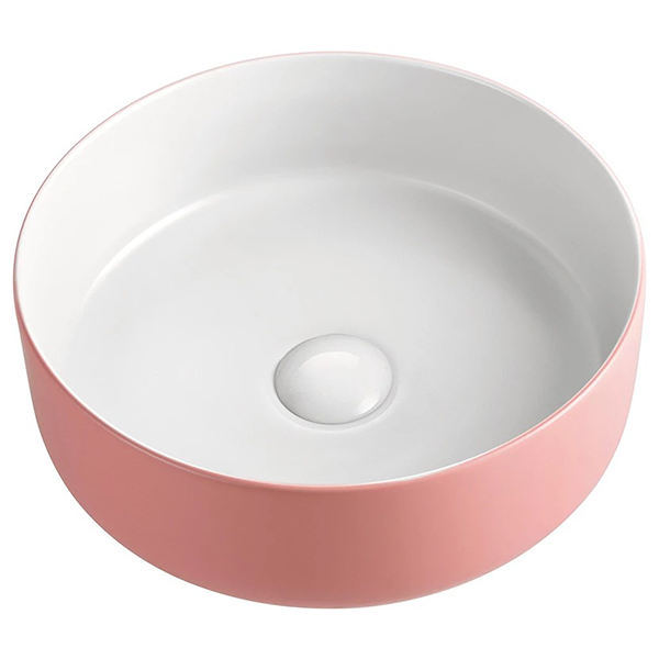 2021 Matte Pink outside Round 360 mm Dia top counter basin porcelain sink - ShopFrenzy