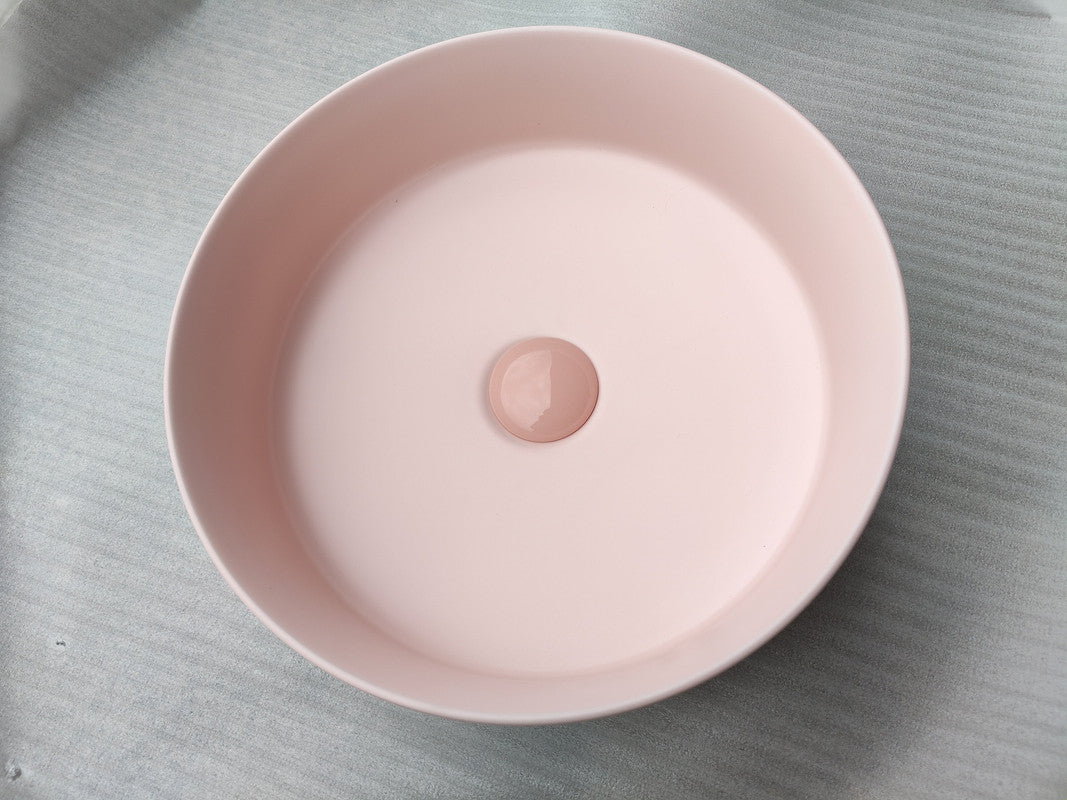 2020 Matte Pink Round 360 mm Dia top counter basin porcelain sink - ShopFrenzy