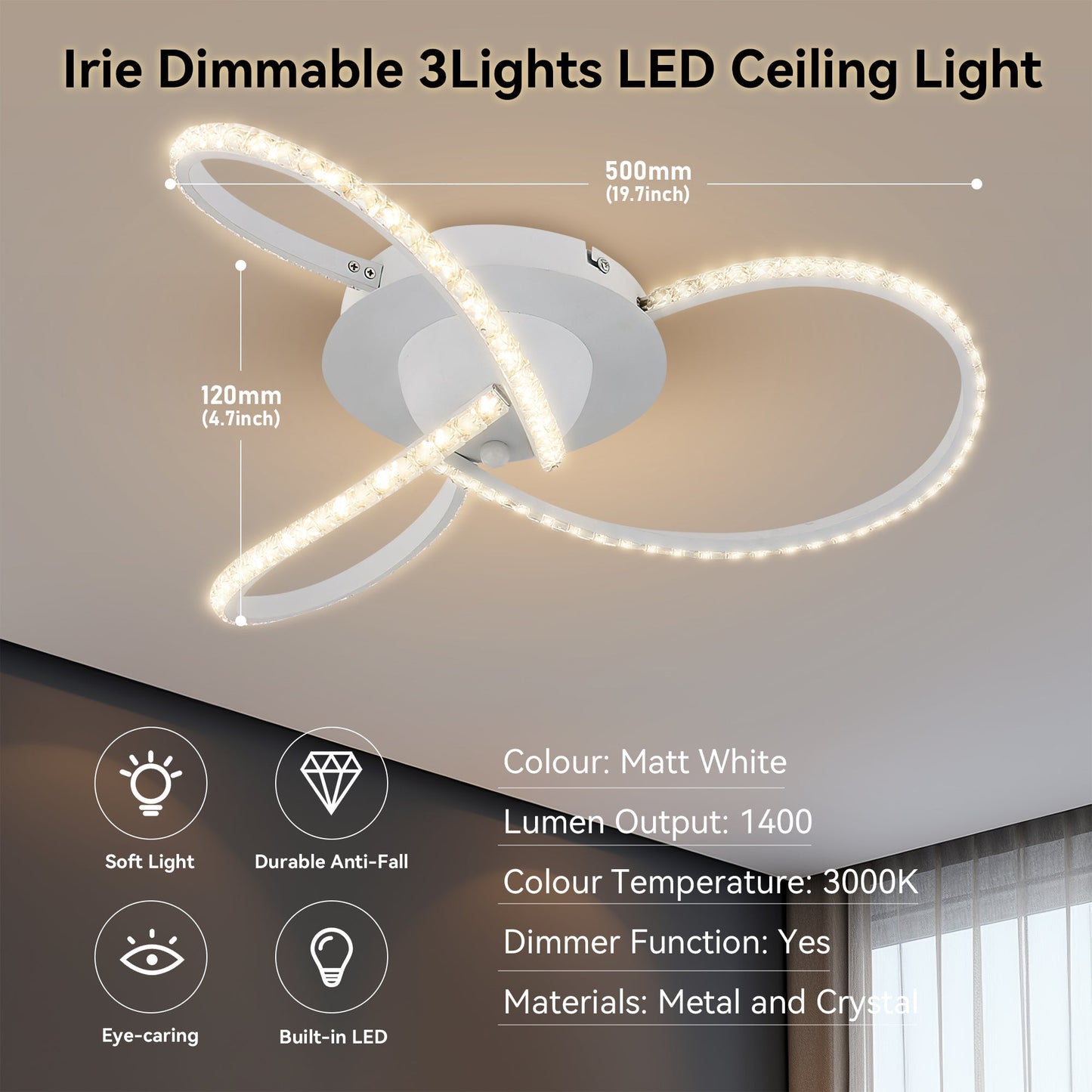 Irie Dimmable 3 Lights LED Ceiling Light - White - ShopFrenzy