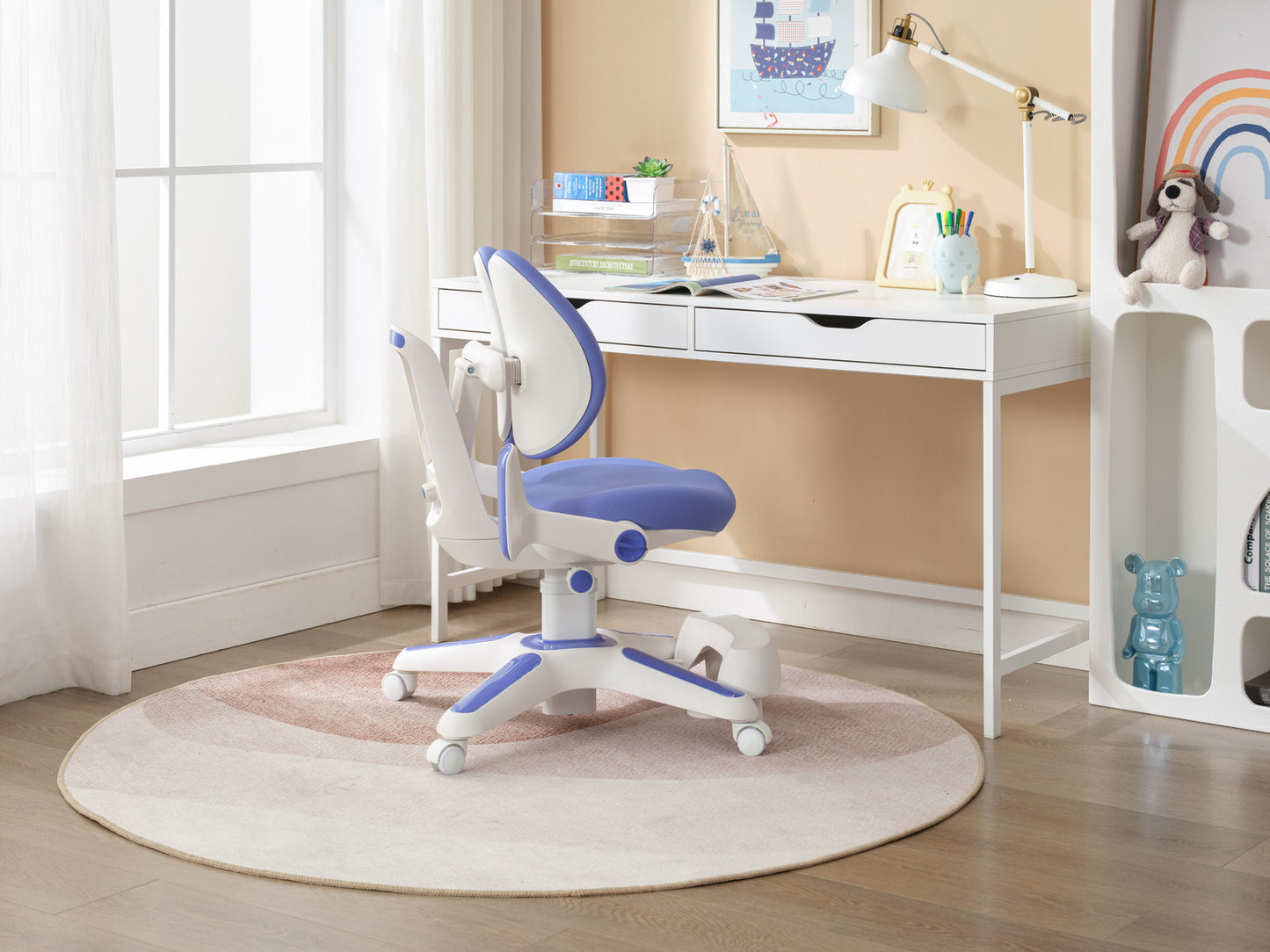 Ergonomic Children Kids Study Chair Set of 2 Height Adjustable - Blue