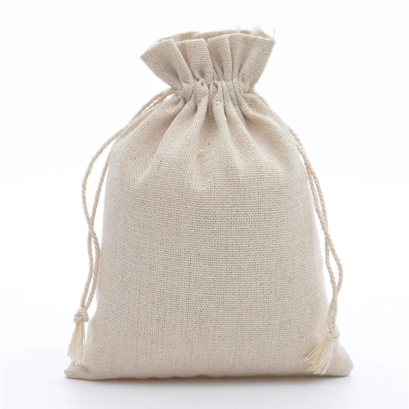 10-Piece Cotton Linen Drawstring Gift Bags - ShopFrenzy