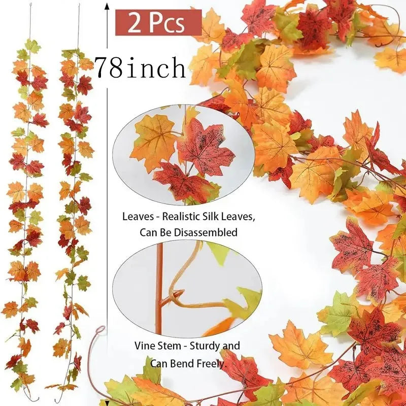 2M Artificial Fall Maple Leaf Garland - ShopFrenzy