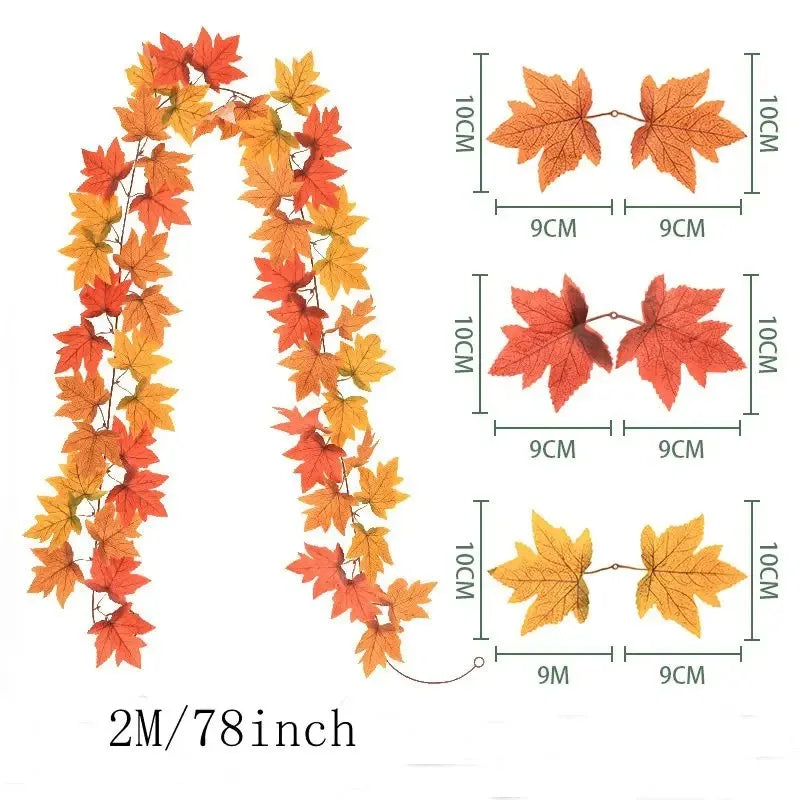 2M Artificial Fall Maple Leaf Garland - ShopFrenzy