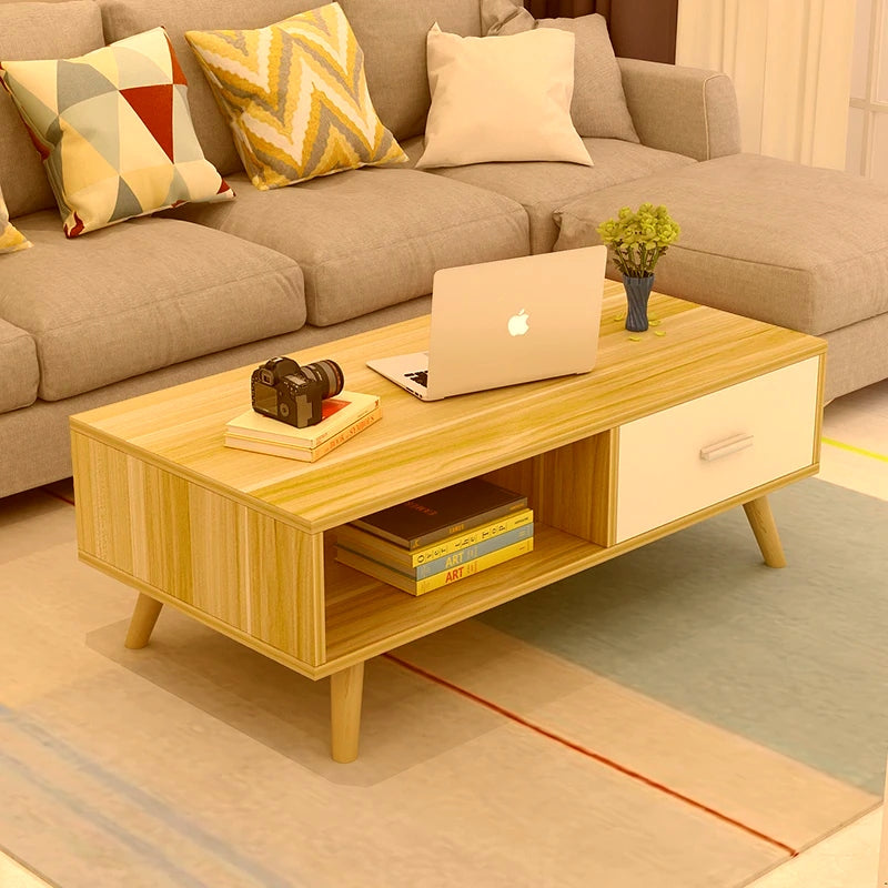 NNECN Coffee Table with Storage Drawer and Open Shelf - ShopFrenzy