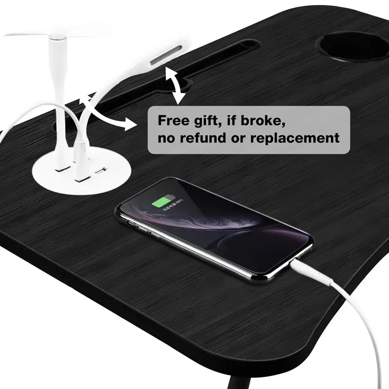 NNECN Laptop Desk Bed Table Tray Folding Breakfast Table Portable Lap Standing Desk Notebook Stand Reading Holder for Bed/Sofa Large Lap Desk with USB-Charger and Cup-Holder - ShopFrenzy