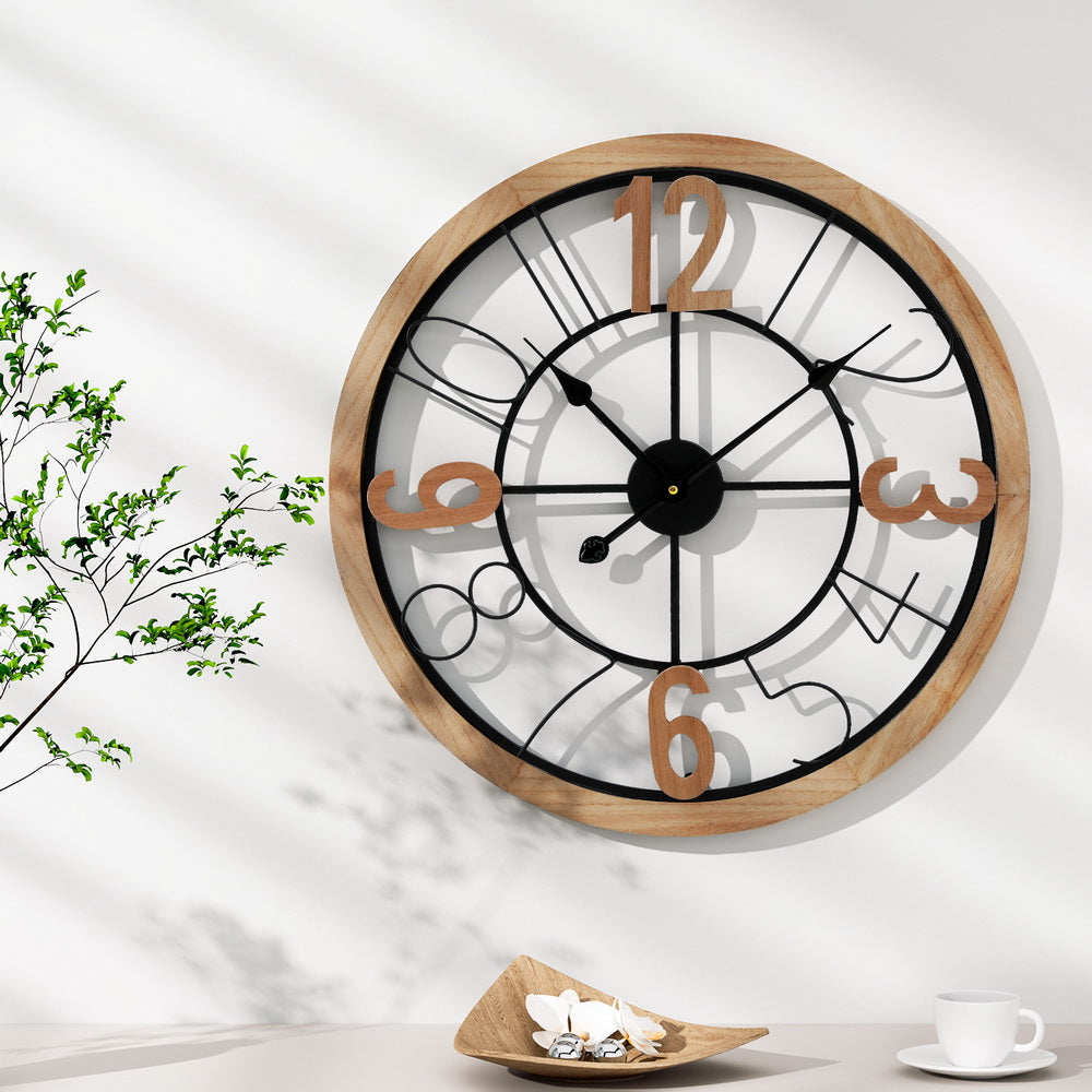 Artiss 60CM Wall Clock Wooden - ShopFrenzy