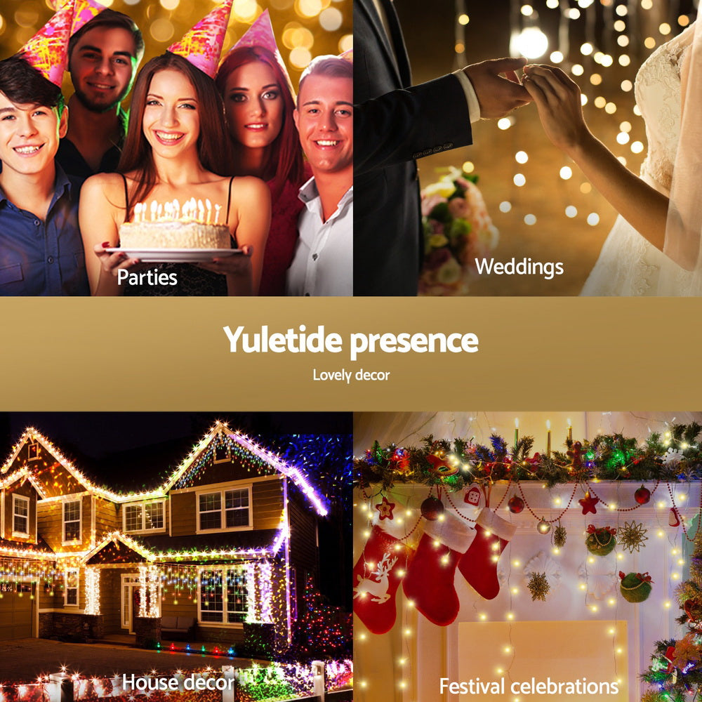 32M Christmas Lights Icicle Light 960 LED Warm White Jingle Jollys - ShopFrenzy