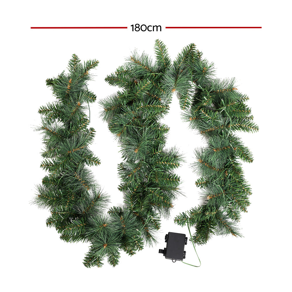 Jingle Jollys 1.8m Christmas Garland with LED lights Party Xmas Decorations - ShopFrenzy