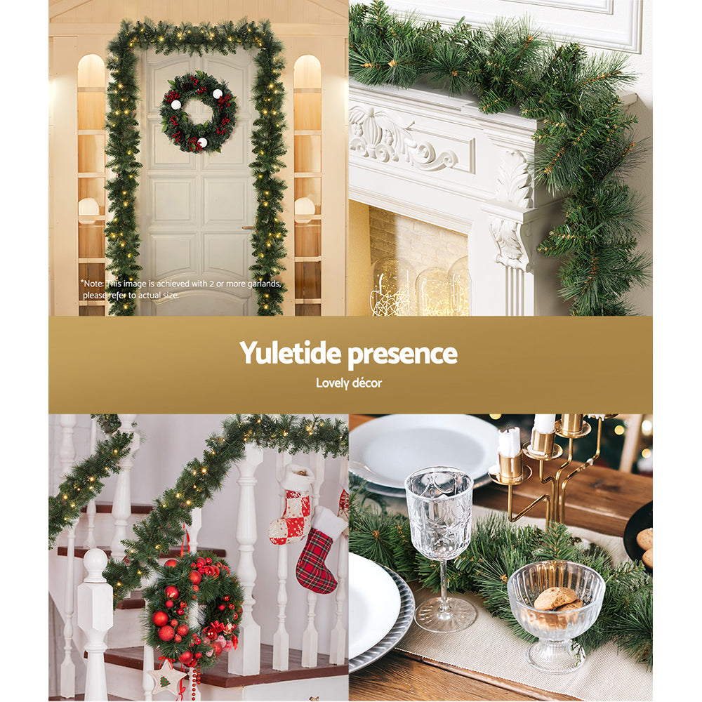 Jingle Jollys 1.8m Christmas Garland with LED lights Party Xmas Decorations - ShopFrenzy