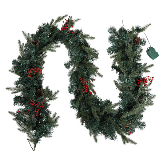 Jingle Jollys 2.4m Christmas Garland with LED Lights Decorations Xmas Party - ShopFrenzy