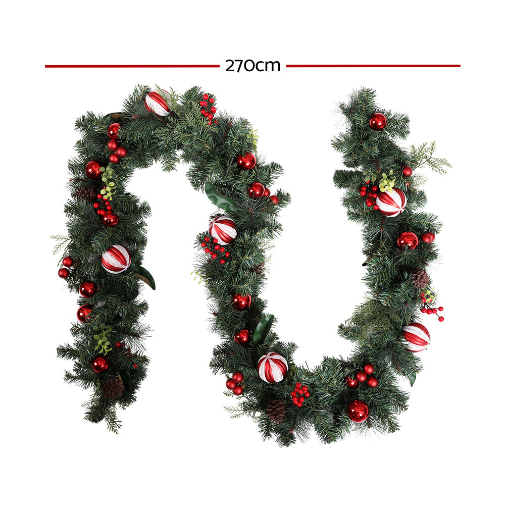 Jingle Jollys 2.7m Christmas Garland with Decorations Xmas Wedding Party - ShopFrenzy