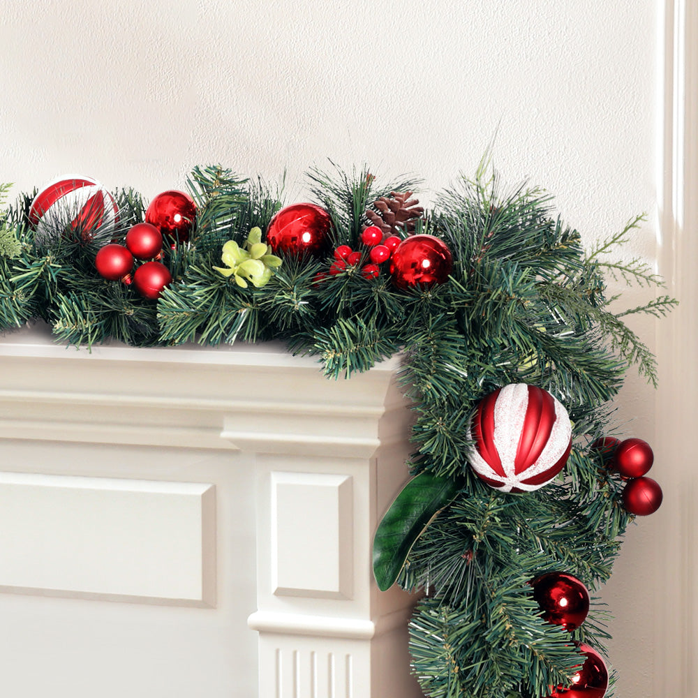 Jingle Jollys 2.7m Christmas Garland with Decorations Xmas Wedding Party - ShopFrenzy