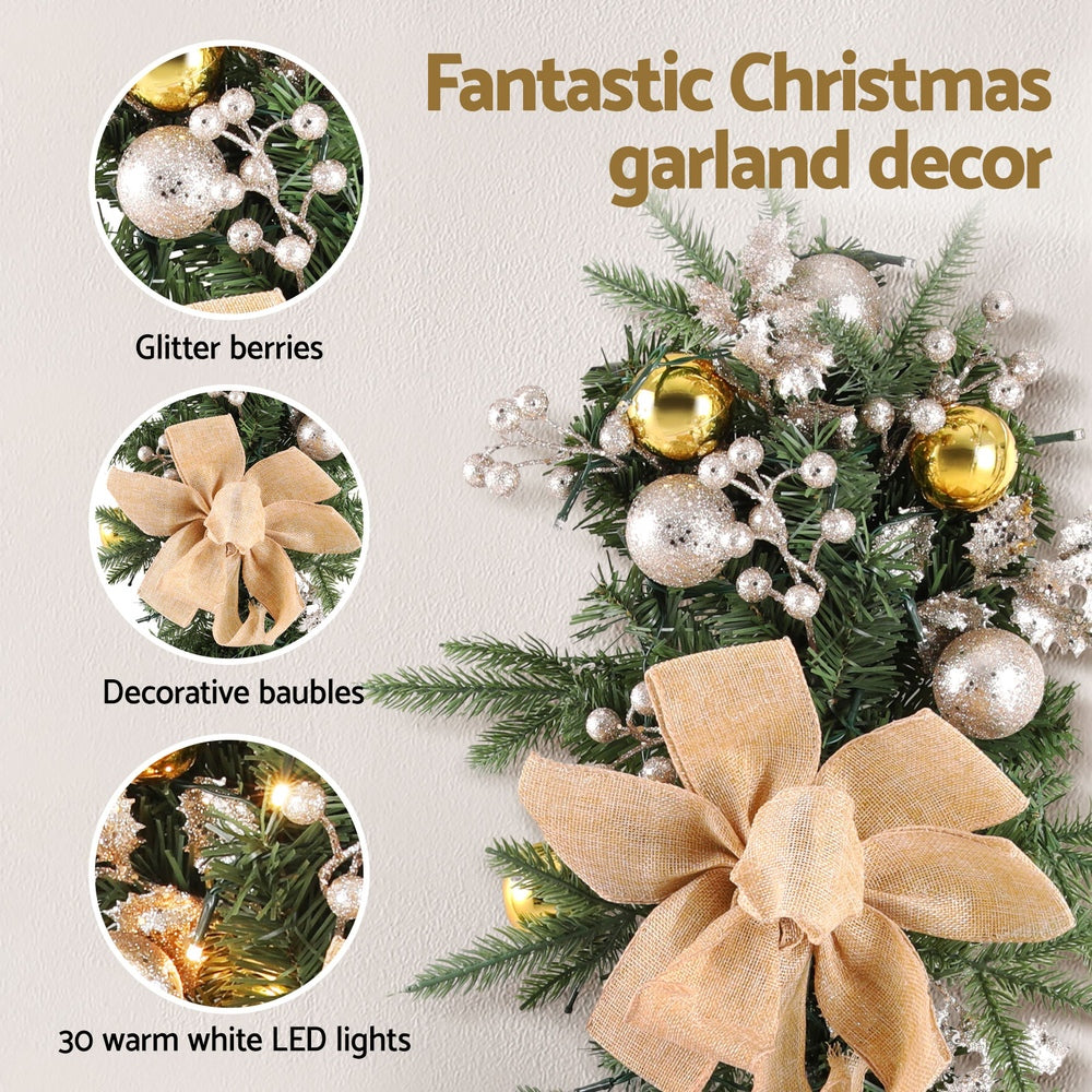 Jingle Jollys Hanging Christmas Garland 45cm Staircase Door Party Decor - ShopFrenzy