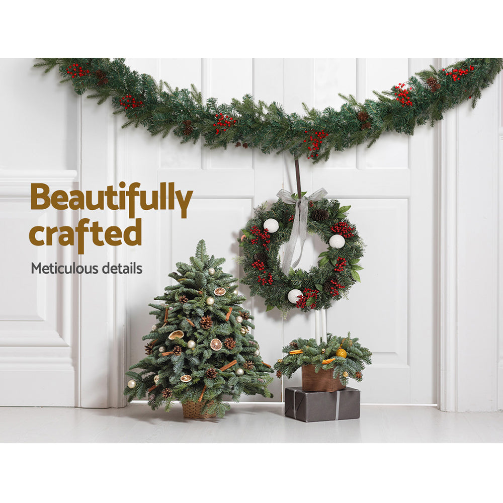 Jingle Jollys Christmas Garland with Wreath Set LED Lights Xmas Tree Decor - ShopFrenzy