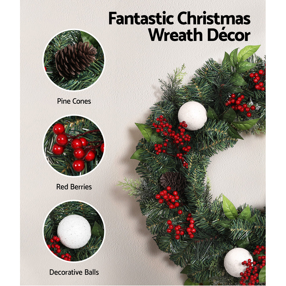Jingle Jollys Christmas Garland with Wreath Set Ornaments Xmas Tree Decor - ShopFrenzy