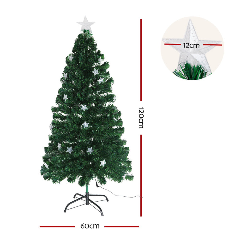 Jingle Jollys 1.2m Christmas Tree Optic Fibre LED Xmas tree Multi Colour - ShopFrenzy