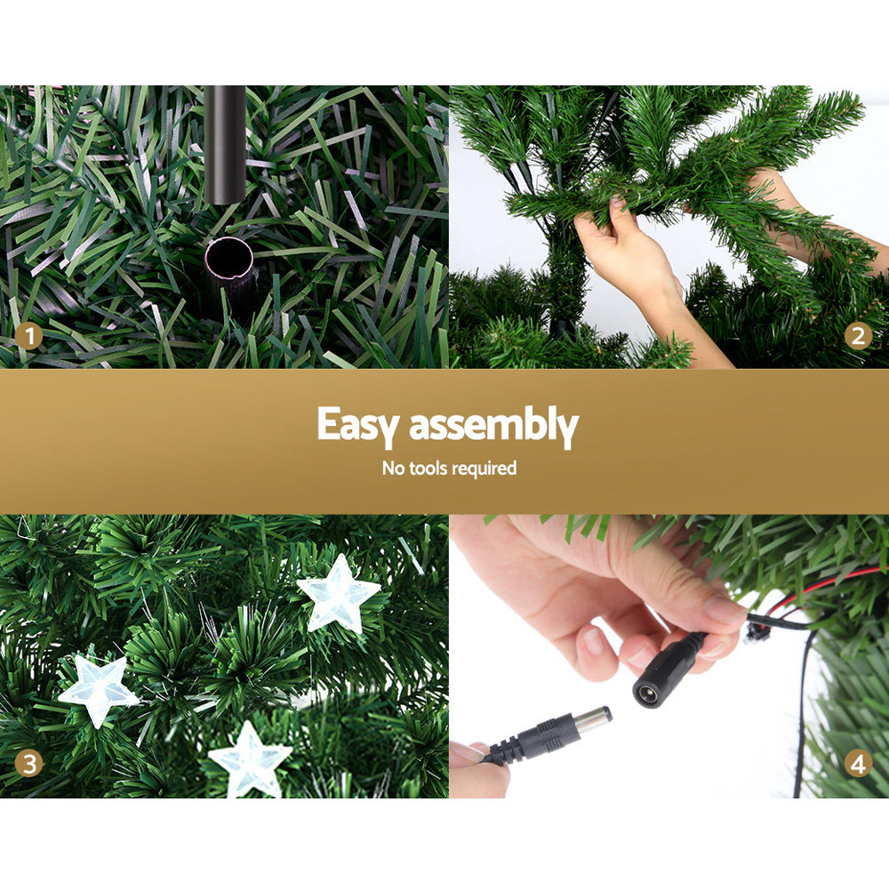 Jingle Jollys 1.2m Christmas Tree Optic Fibre LED Xmas tree Multi Colour - ShopFrenzy