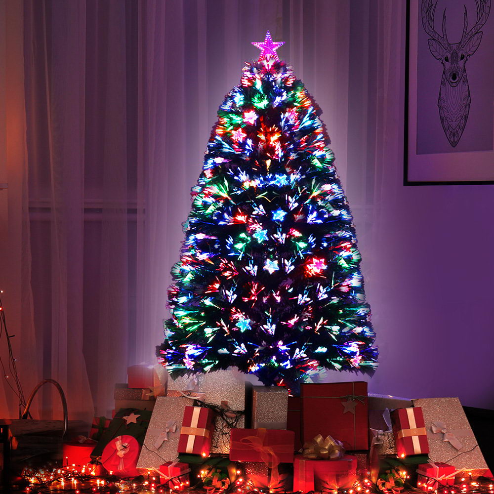Jingle Jollys 1.2m Christmas Tree Optic Fibre LED Xmas tree Multi Colour - ShopFrenzy