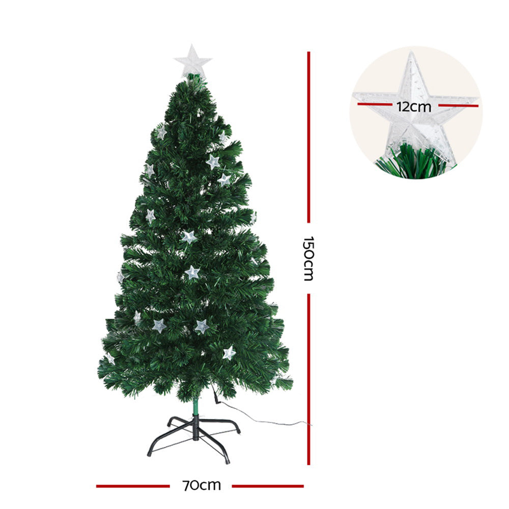 Jingle Jollys 1.5m Christmas Tree Optic Fibre LED Xmas tree Multi Colour - ShopFrenzy