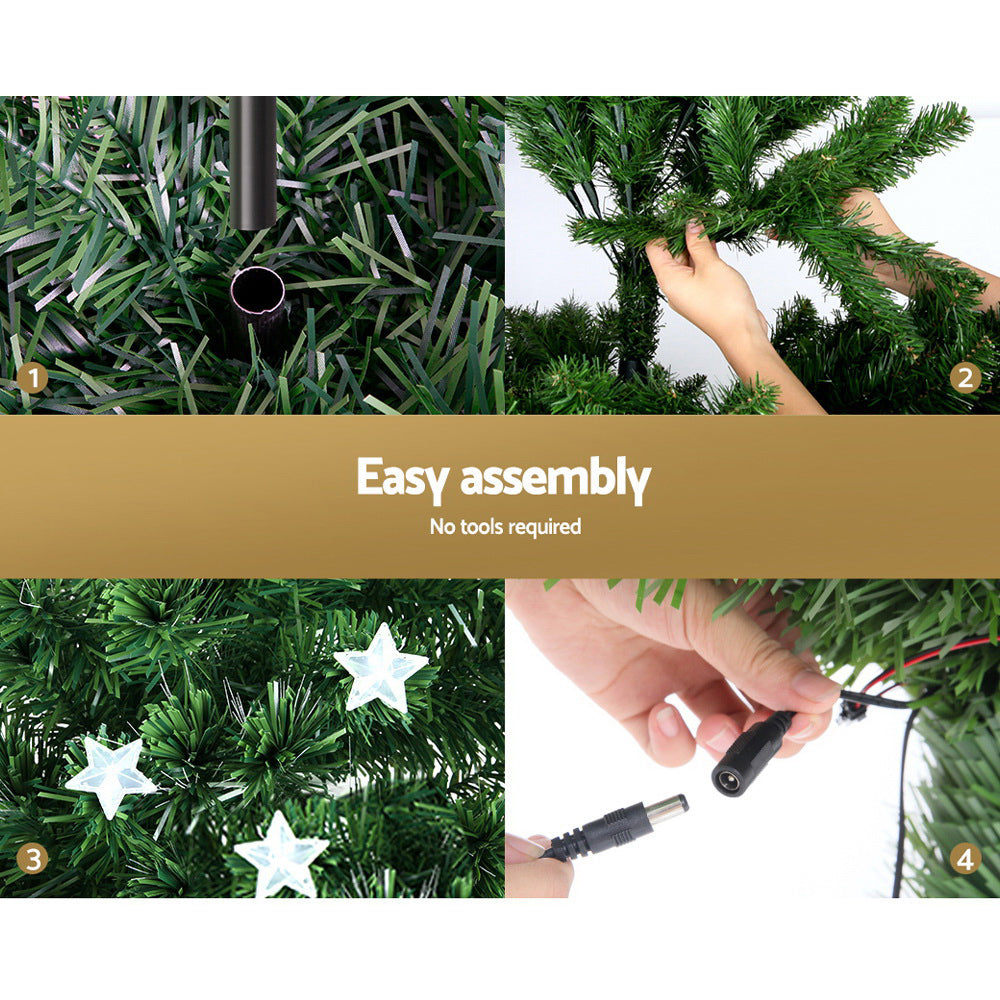 Jingle Jollys 1.5m Christmas Tree Optic Fibre LED Xmas tree Multi Colour - ShopFrenzy