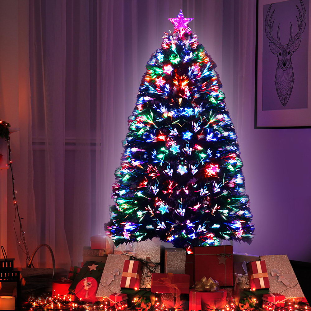 Jingle Jollys 1.5m Christmas Tree Optic Fibre LED Xmas tree Multi Colour - ShopFrenzy