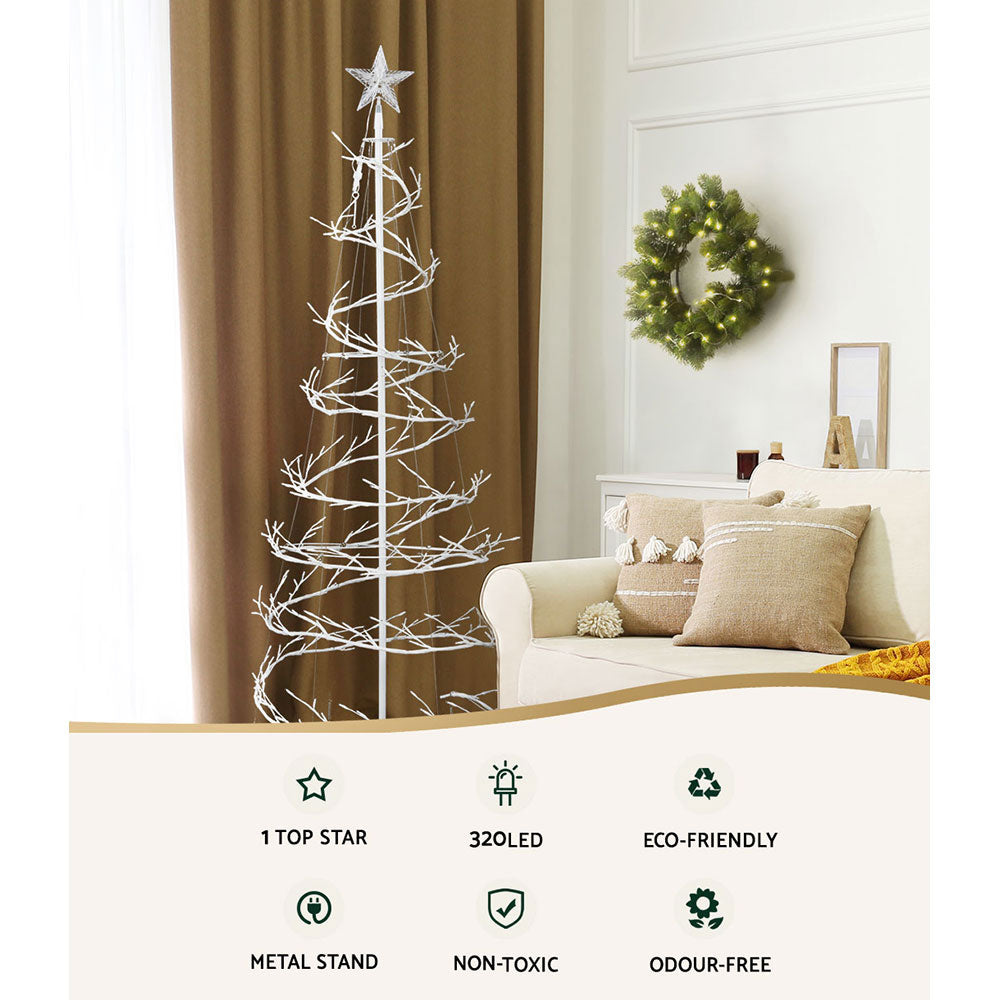 Jingle Jollys Christmas Tree 1.8M 6FT LED Xmas Decoration Cold White Lights - ShopFrenzy