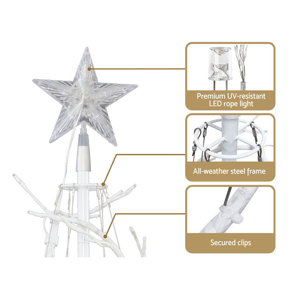 Jingle Jollys Christmas Tree 1.8M 6FT LED Xmas Decoration Cold White Lights - ShopFrenzy