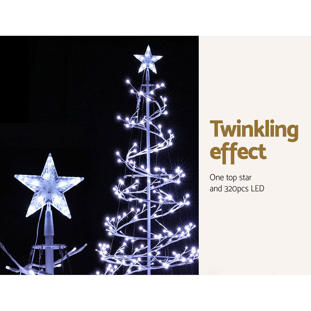 Jingle Jollys Christmas Tree 1.8M 6FT LED Xmas Decoration Cold White Lights - ShopFrenzy