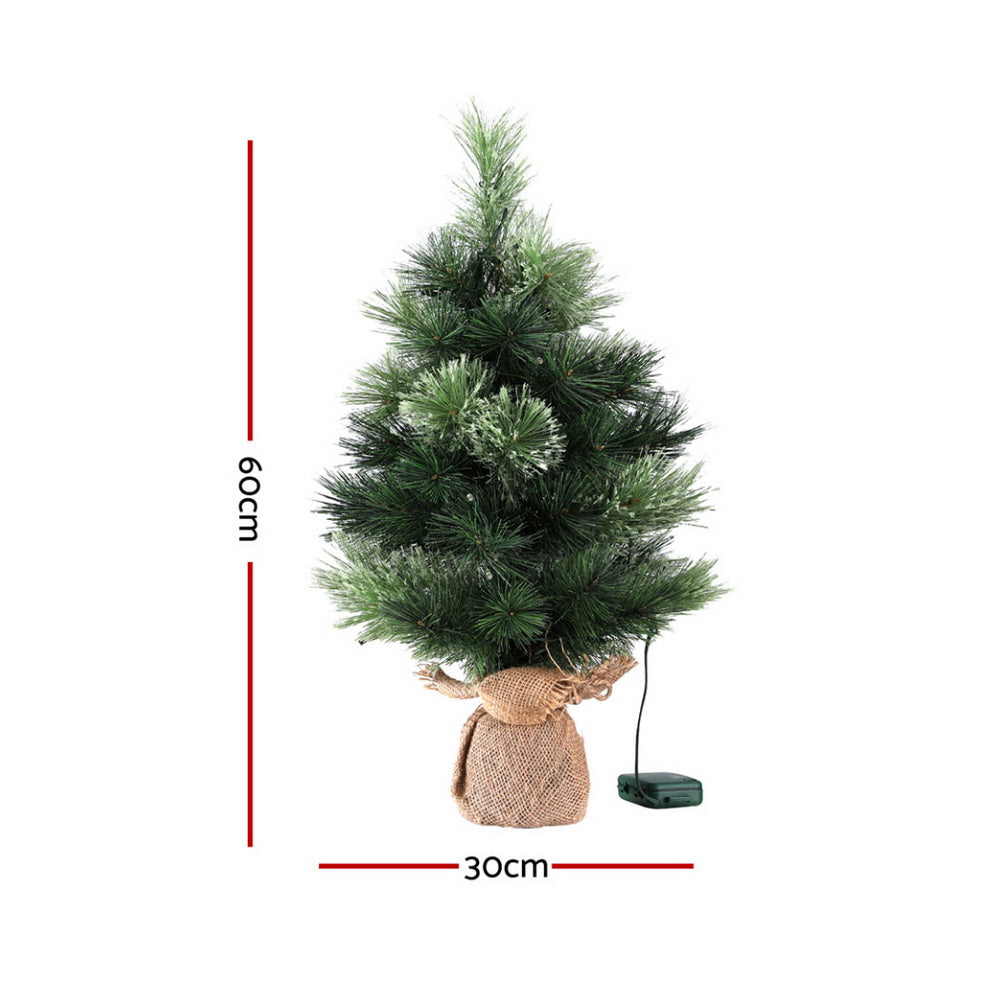 Jingle Jollys Tabletop Christmas Tree 60CM 8 Light Modes Timer Function - ShopFrenzy