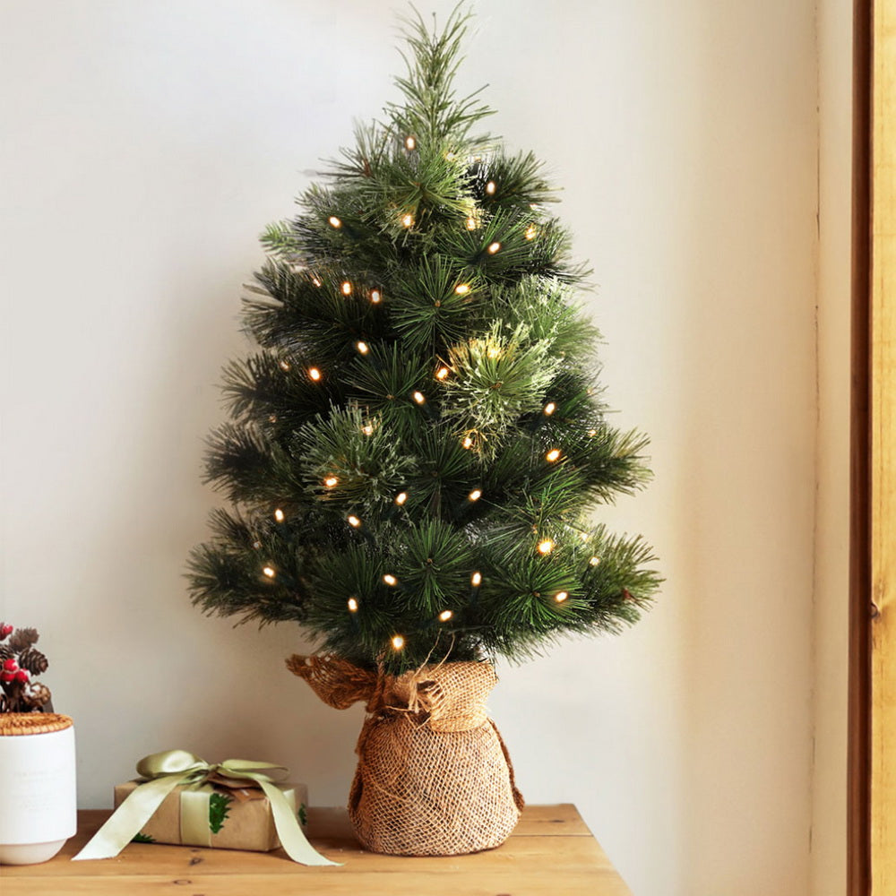 Jingle Jollys Tabletop Christmas Tree 60CM 8 Light Modes Timer Function - ShopFrenzy