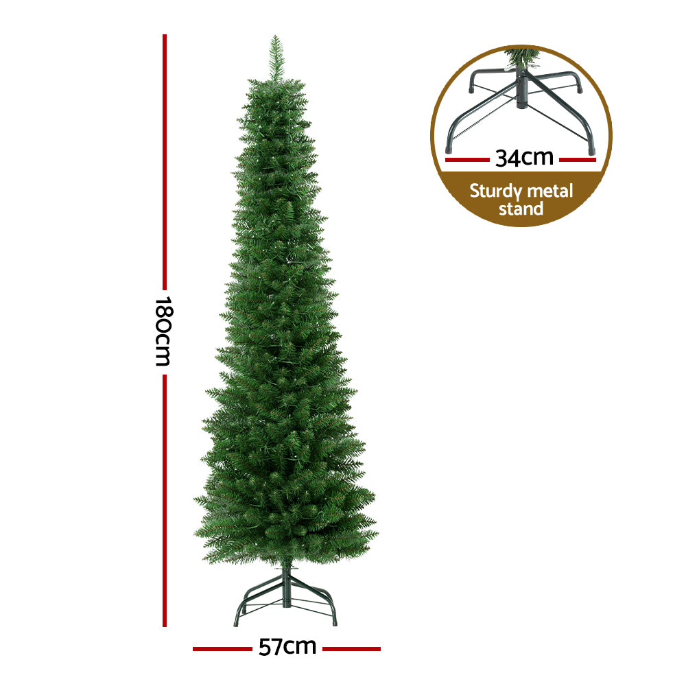 Jingle Jollys Christmas Tree 1.8m Pre-Lit 200 LED Lights Xmas Tree Decorations - ShopFrenzy